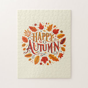 Puzzle feuille classique et automne heureux