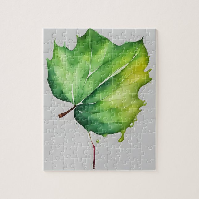 Puzzle Feuille d'aquarelle verte (Vertical)