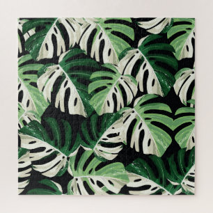 Puzzle Feuille de Monstera Motif Noir Exotique