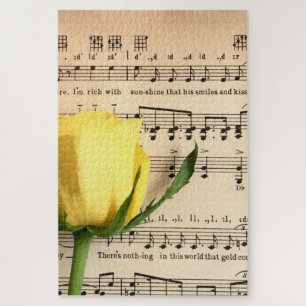 Puzzle Feuille de musique rose jaune