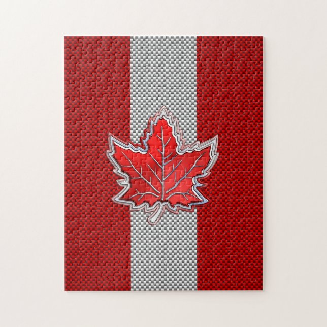 Puzzle Feuille d'érable rouge canadienne en fibre de carb (Vertical)
