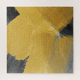 Puzzle Feuille d'or, conception noire abstraite
