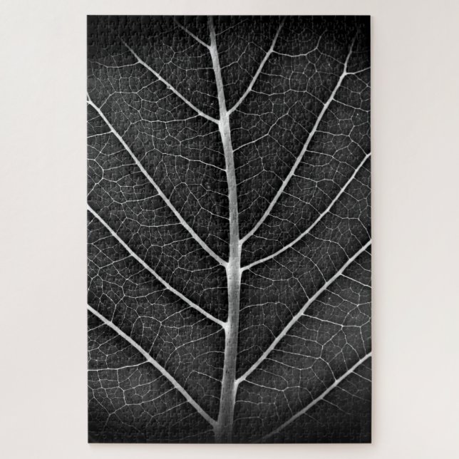 Puzzle Feuille lumineuse noir et blanc en gros plan (Vertical)