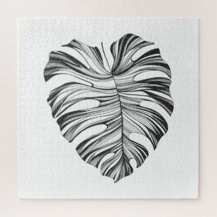 Puzzle Feuille Monstera : Élément Naturel Tropical.