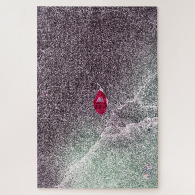 Puzzle Feuille rouge avec sable tacheté (Vertical)