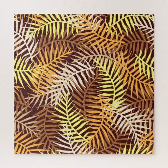 Puzzle Feuille Tropical Leaf Motif Nature Brown Orange (Vertical)