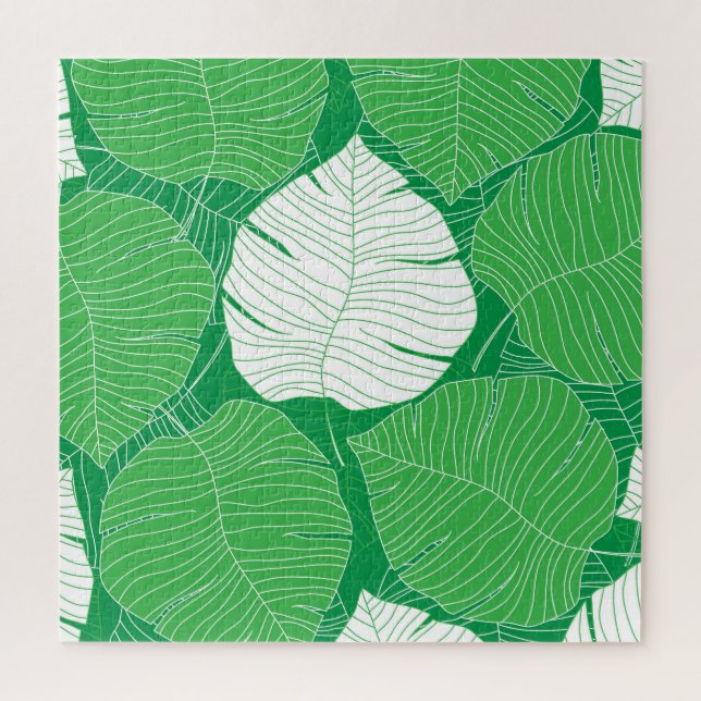 Puzzle feuille tropicale Abstraite, peinture artistique. (Vertical)