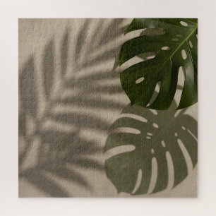 Puzzle Feuille Tropicale Minimaliste de Monstera Verte Om