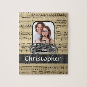 Puzzle Feuille vintage d'auto et de musique