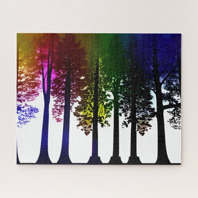 Puzzle Feuilles arc-en-ciel Abstraits et Silhouettes noir (Horizontal)