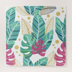 Puzzle Feuilles botaniques tropicaux, conception vintage 