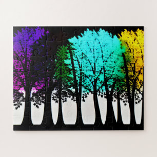 Puzzle Feuilles colorés Abstraits sur les Silhouettes noi
