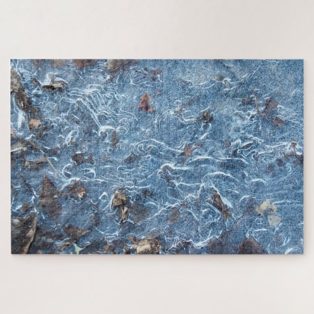 Puzzle Feuilles Dans La Glace (Bleu) (Horizontal)