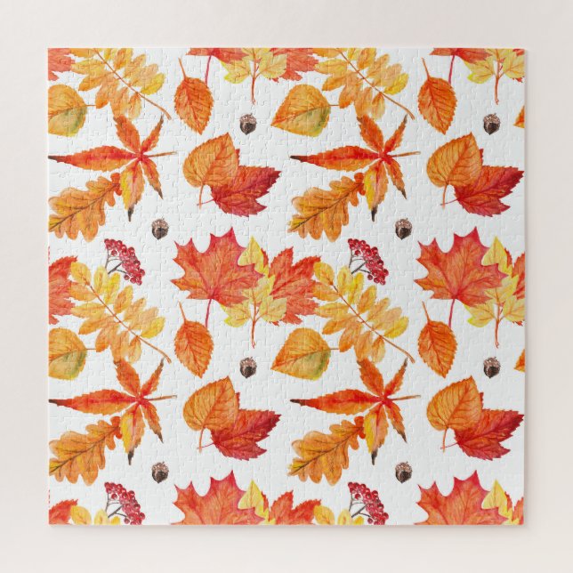 Puzzle Feuilles d'aquarelle, motif naturel transparent. (Vertical)