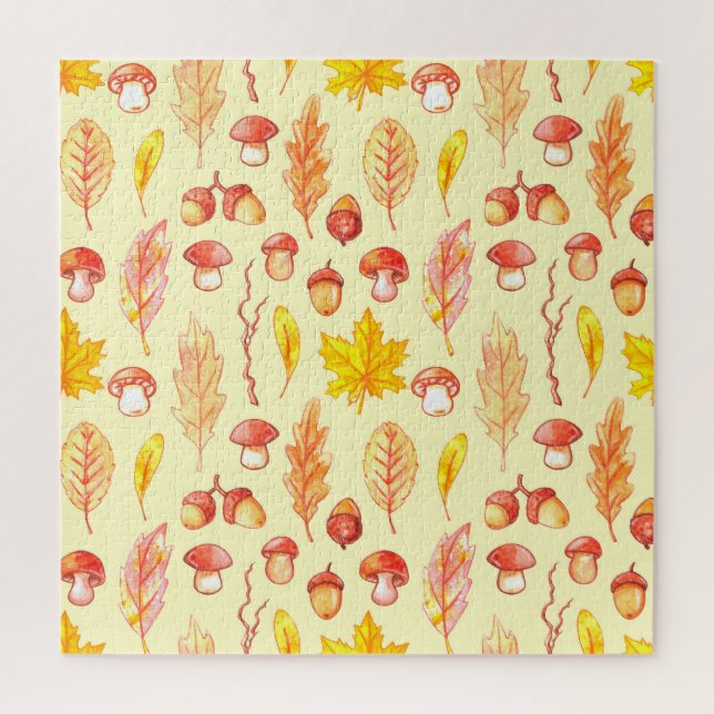 Puzzle Feuilles d'automne : aquarelle papier peint rétro (Vertical)