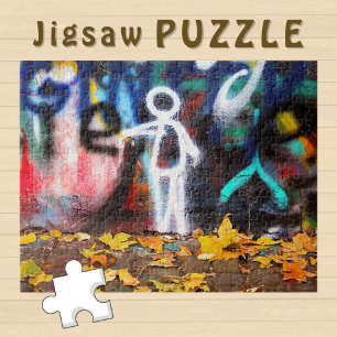 Puzzle Feuilles d'automne blanc dessin sur le mur de graf