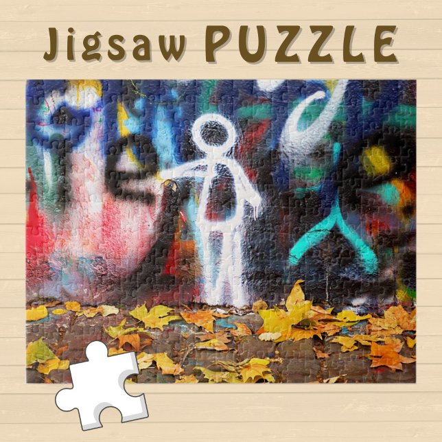 Puzzle Feuilles d'automne blanc dessin sur le mur de graf (Créateur téléchargé)