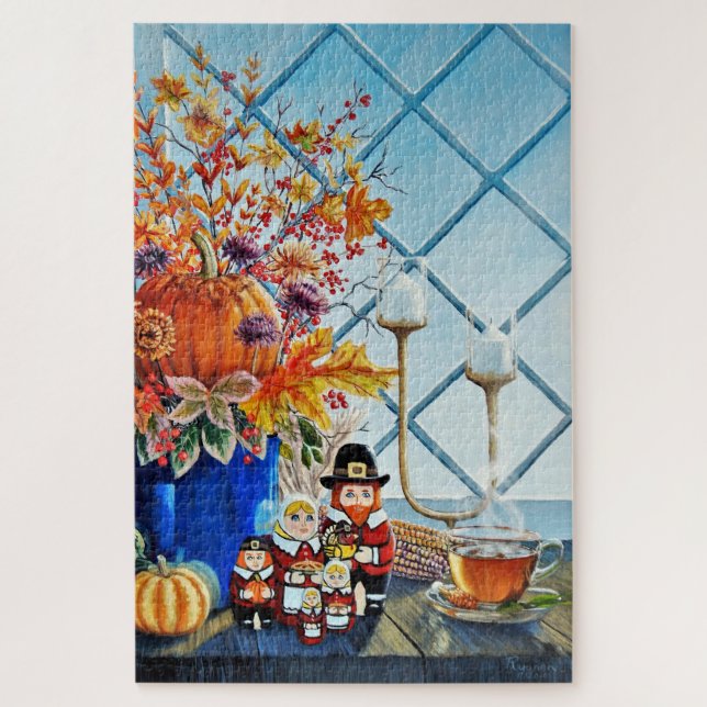 Puzzle Feuilles d'automne, citrouilles, Thanksgiving Nest (Vertical)
