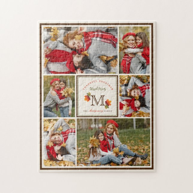 Puzzle Feuilles d'automne Famille Monogramme 6 Photo Than (Vertical)
