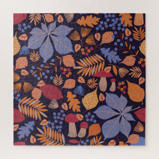 Puzzle Feuilles D'Automne, Illustration De Champignons Vi