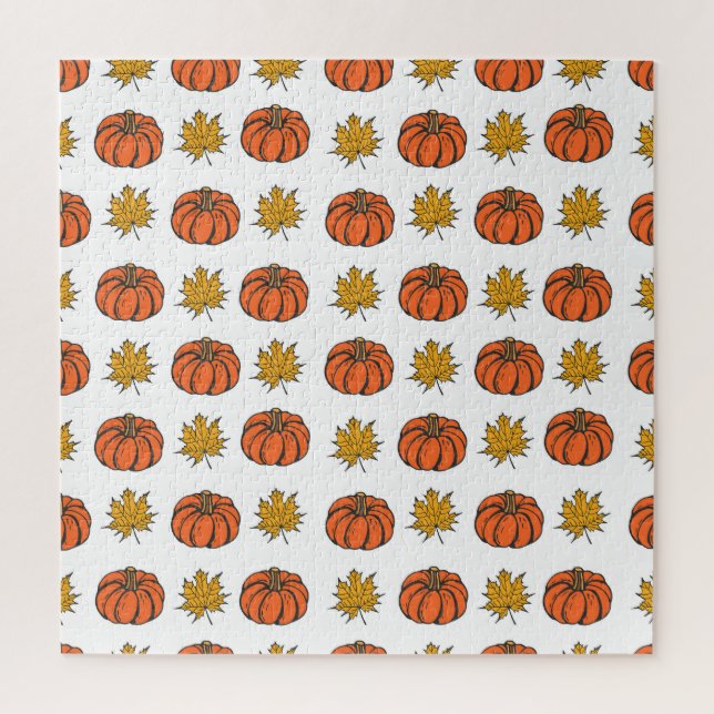 Puzzle Feuilles d'automne : Motif Citrouille à main (Vertical)