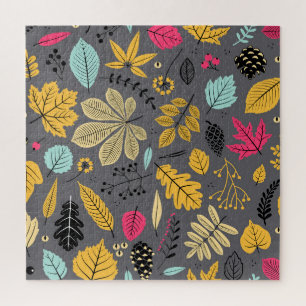 Puzzle Feuilles d'automne : Motif foncé sans couture