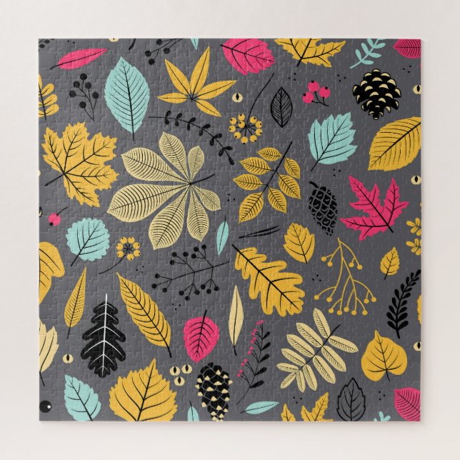 Puzzle Feuilles d'automne : Motif foncé sans couture (Vertical)