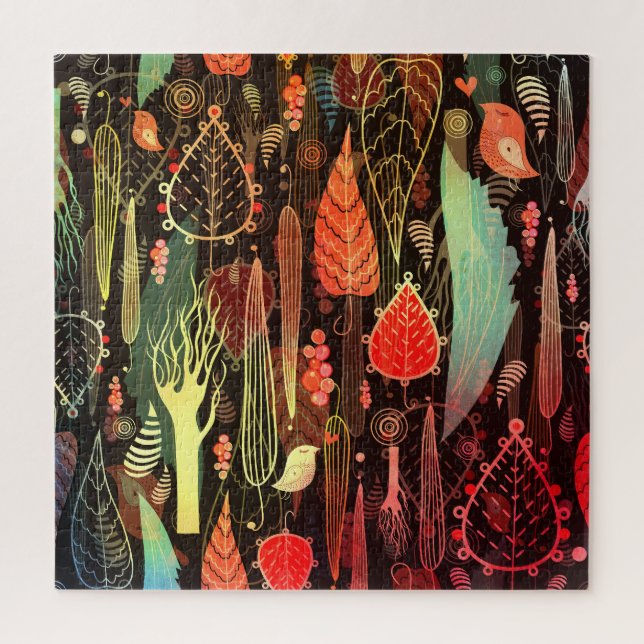 Puzzle Feuilles d'automne : motif transparent foncé. (Vertical)