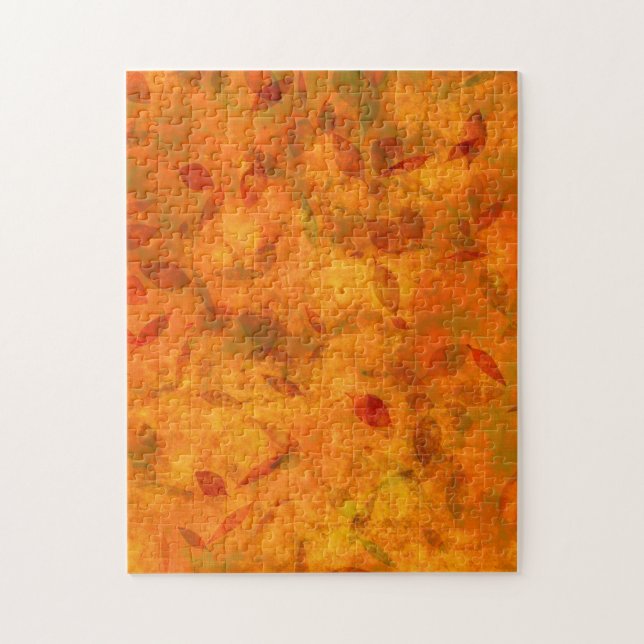 Puzzle Feuilles d'automne orange sur tissu (Vertical)