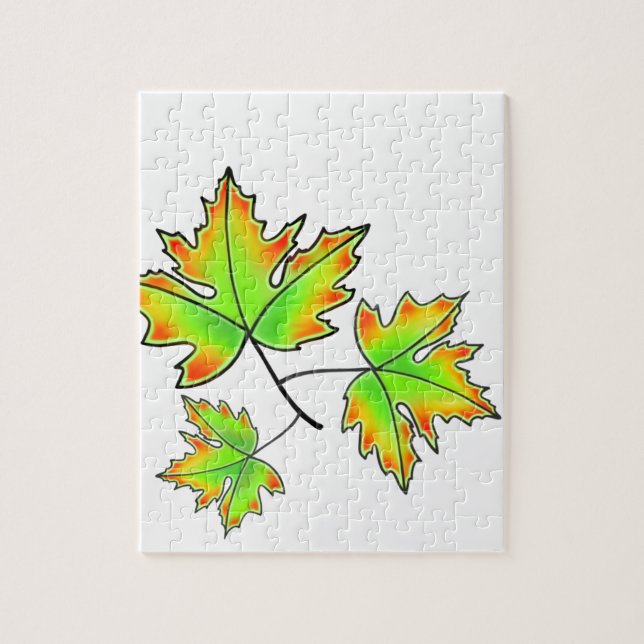 Puzzle Feuilles d'automne rouge vert orange feuilles (Vertical)