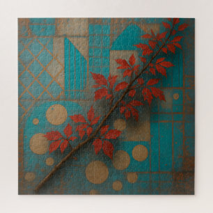 Puzzle Feuilles d'automne rouges Mosaïque géométrique tur