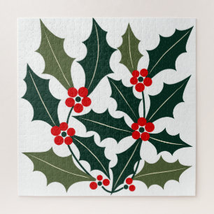 Puzzle Feuilles de Baie de Noël Style Moderne du Milieu d