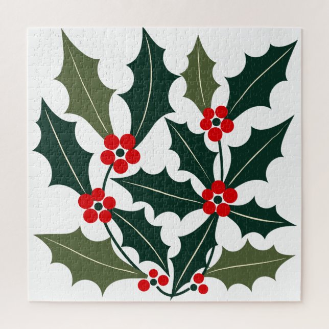 Puzzle Feuilles de Baie de Noël Style Moderne du Milieu d (Vertical)