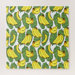 Puzzle Feuilles de bananes : Motif de fruits tropicaux