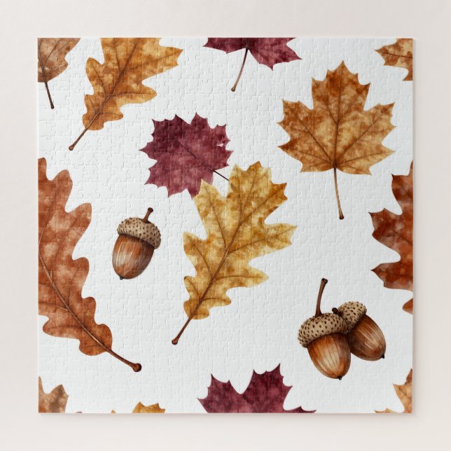 Puzzle Feuilles de chêne d'automne Motif aquarelle (Vertical)
