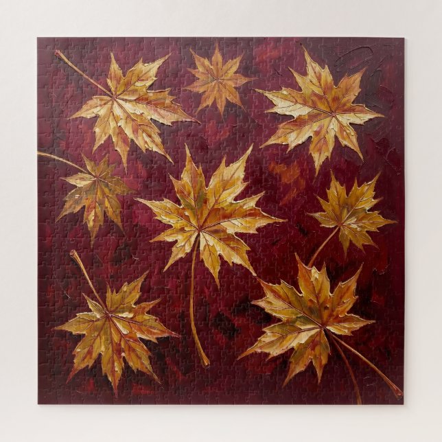 Puzzle Feuilles de Érable Dorées Peinture d'Automne (Vertical)