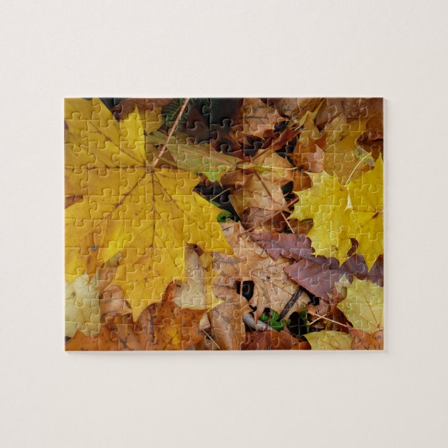 Puzzle Feuilles de Érable Tombées Jaune Automne Nature (Horizontal)