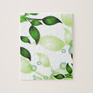Puzzle Feuilles de jardin frais sur blanc