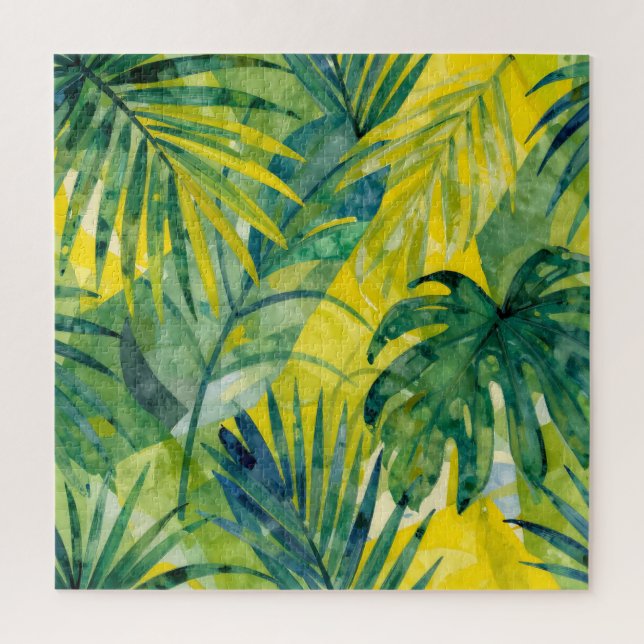 Puzzle Feuilles de jungle Monstera Palmier Tropical (Vertical)