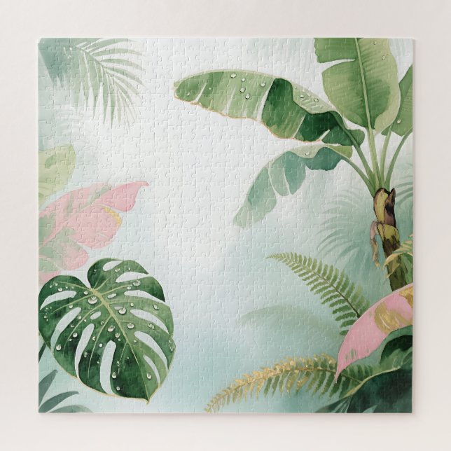 Puzzle Feuilles de Jungle Tropical Aquarelle (Vertical)