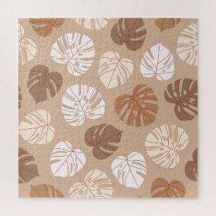 Puzzle Feuilles de Monstera Beige : Motif tendance à la m