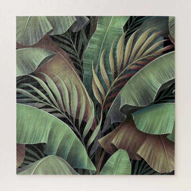 Puzzle Feuilles de palmiers tropicaux, illustration 3D de (Vertical)