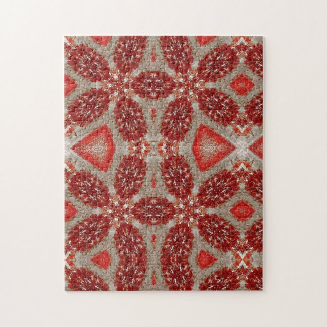 Puzzle Feuilles de rubis d'art géométrique sur neige (Vertical)