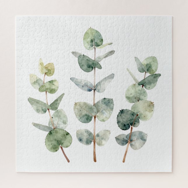 Puzzle Feuilles d'eucalyptus botanique à l'aquarelle (Vertical)