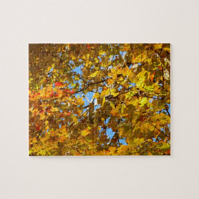 Puzzle Feuilles Jaunes d'Érable et Ciel Bleu (Horizontal)