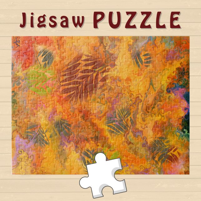 Puzzle Feuilles orange Art de marbrure Automne Vibes -  (Créateur téléchargé)