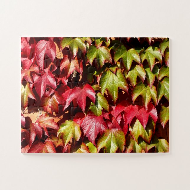 Puzzle Feuilles rouges et verts naturels (Horizontal)