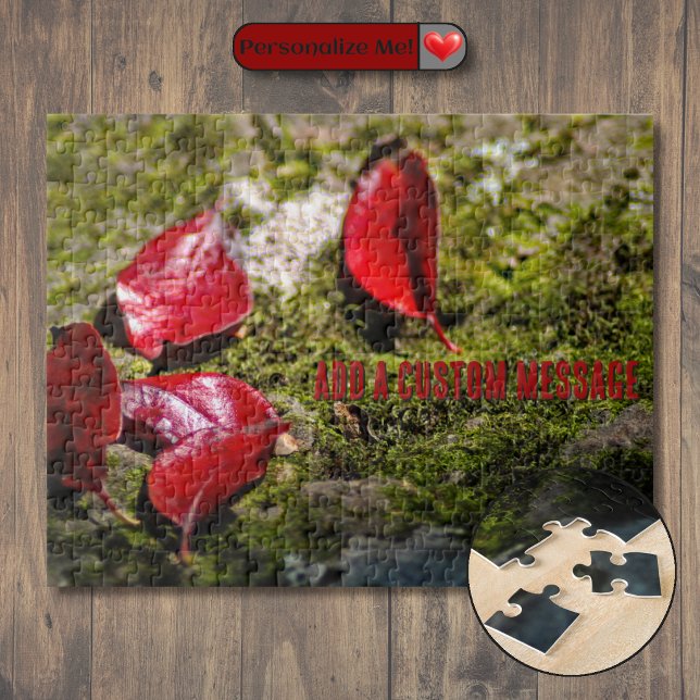 Puzzle Feuilles Rouges sur un Rocher (Red Leaves on a Rock Jigsaw Puzzle)
