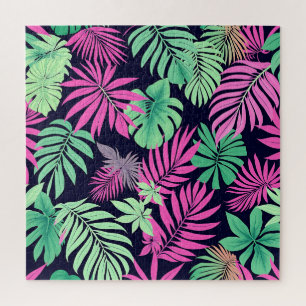 Puzzle Feuilles Tropicales Vibrantes Motif Néon