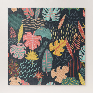 Puzzle Feuilles tropicaux : Arrière - plan sans couture b